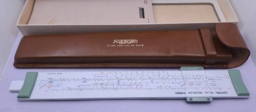 Rare Vintage FOXBORO Flow and Valve Rule in Leather Case -Boxed with Instruction book