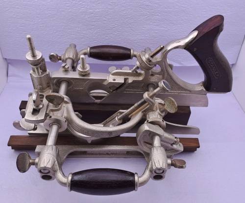 1940`s Stanley Universal Plane No.55 with all 55 cutters in Original wooden Box -Excellent