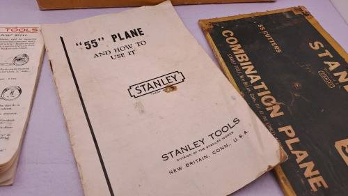 1940`s Stanley Universal Plane No.55 with all 55 cutters in Original wooden Box -Excellent