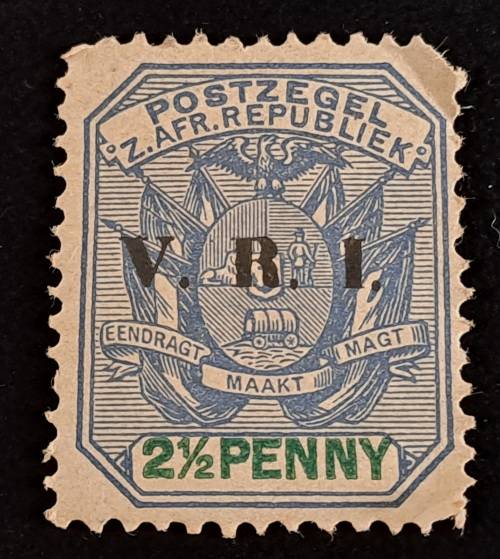 1895 Postzegel -2 1/2d  Zuid Afrikaanse republiek-V.R.I overprint-Unused