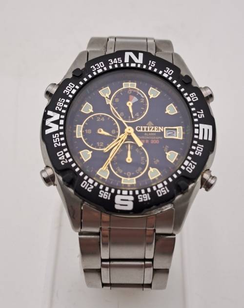 Pre-owned Citizen Promaster WR200 Alarm Chronograph Mens Quartz watch -Working