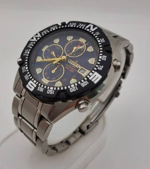 Pre-owned Citizen Promaster WR200 Alarm Chronograph Mens Quartz watch -Working