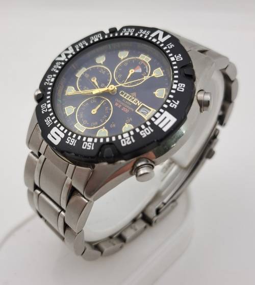 Pre-owned Citizen Promaster WR200 Alarm Chronograph Mens Quartz watch -Working