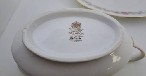 Vintage Paragon BELINDA Stoke-on-Trent Gravy Boat with Saucer-By Appointment to the Queen
