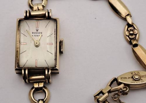 Vintage 1930`s Ladies H.Newman ROLEX 10kt GOLD manual wind watch -WORKING (crown is loose )