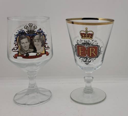 Vintage Royal Wedding 1981 and Queen Elizabeth Silver Jubilee Glasses