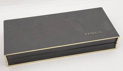 Pre-owned 3 Vintage Black and Gold Parkers Fountain Pen, 2 x Rollerballs Branded in Case