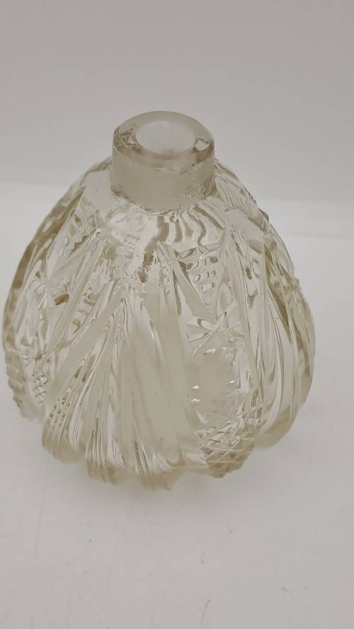 Antique Cut Glass & Sterling Silver Scent Bottle -115mmx75mm (Hall Marked) England