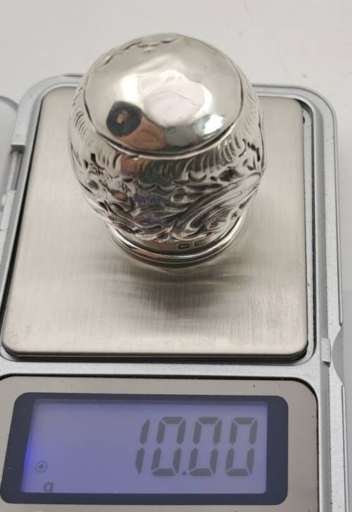 Antique Cut Glass & Sterling Silver Scent Bottle -115mmx75mm (Hall Marked) England