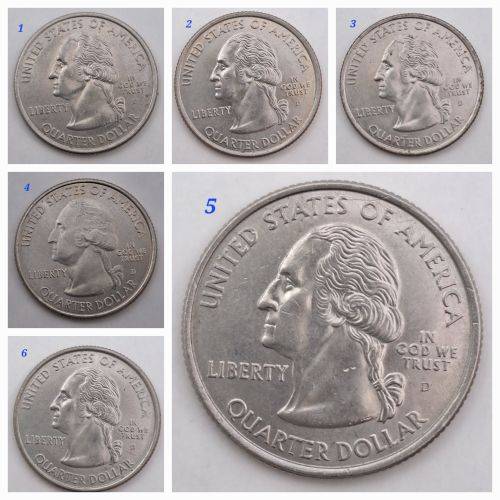6 x USA Washington ¼ Dollars-Florida-Alabama-Nevada-Missouri-Kentucky-Utah