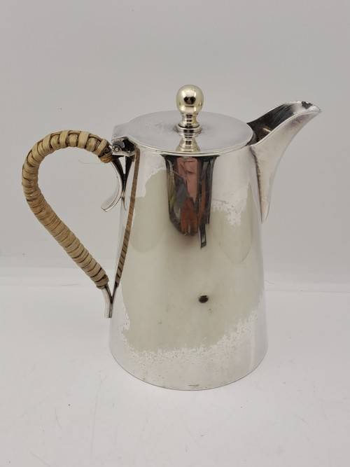 Vintage E.P.N.S -Silver Plated Hot Water Jug Three Quarter Pint Bamboo covered Handle