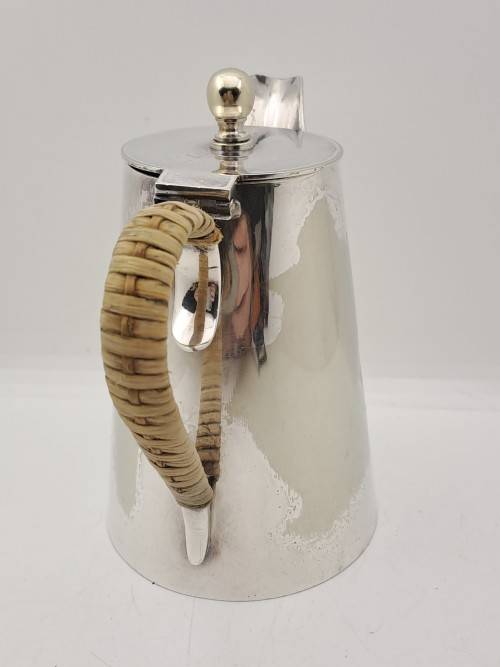 Vintage E.P.N.S -Silver Plated Hot Water Jug Three Quarter Pint Bamboo covered Handle