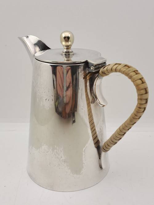 Vintage E.P.N.S -Silver Plated Hot Water Jug Three Quarter Pint Bamboo covered Handle