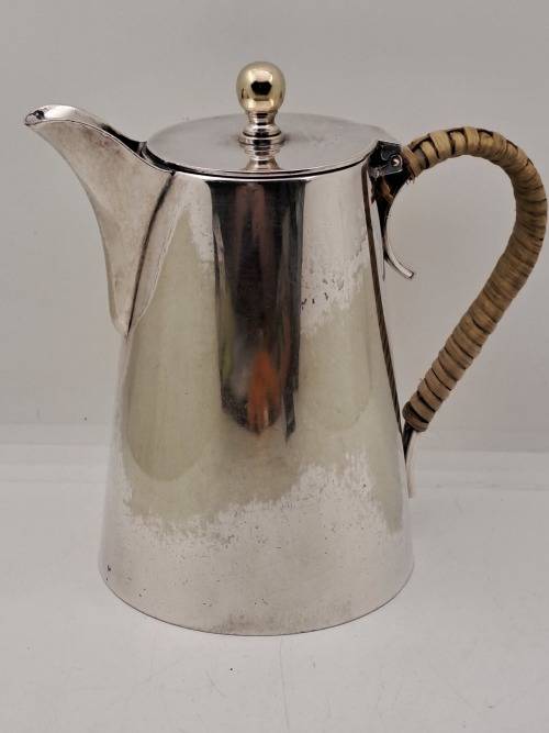 Vintage E.P.N.S -Silver Plated Hot Water Jug Three Quarter Pint Bamboo covered Handle