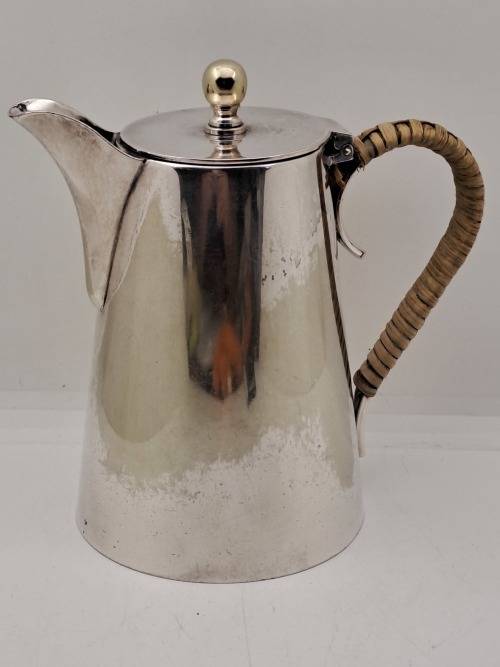 Vintage E.P.N.S -Silver Plated Hot Water Jug Three Quarter Pint Bamboo covered Handle