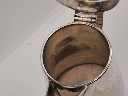 Vintage E.P.N.S -Silver Plated Hot Water Jug Three Quarter Pint Bamboo covered Handle