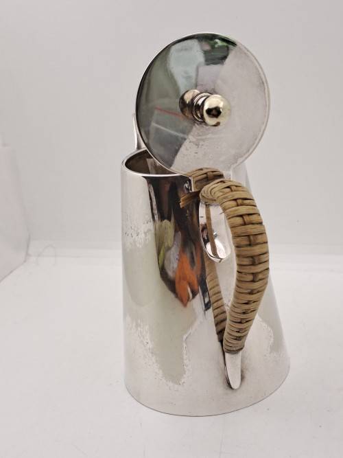 Vintage E.P.N.S -Silver Plated Hot Water Jug Three Quarter Pint Bamboo covered Handle