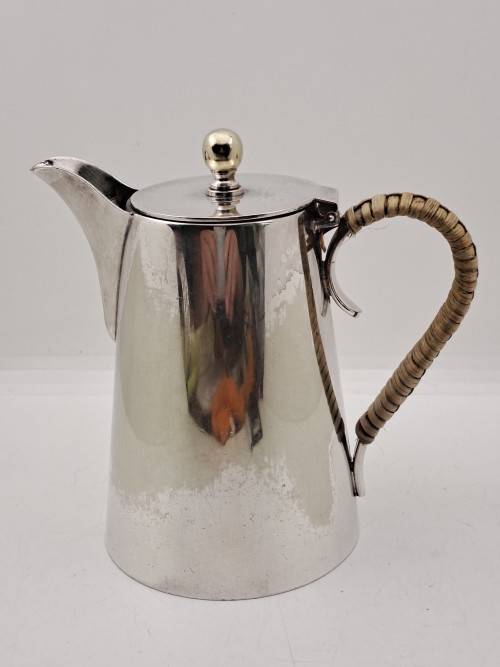 Vintage E.P.N.S -Silver Plated Hot Water Jug Three Quarter Pint Bamboo covered Handle
