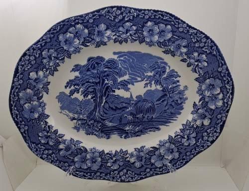 Large Vintage ENOCH WEDGWOOD WOODLAND Genuine Hand Engraved Platter-Tunstall England