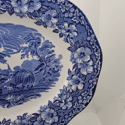 Large Vintage ENOCH WEDGWOOD WOODLAND Genuine Hand Engraved Platter-Tunstall England