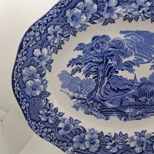 Large Vintage ENOCH WEDGWOOD WOODLAND Genuine Hand Engraved Platter-Tunstall England