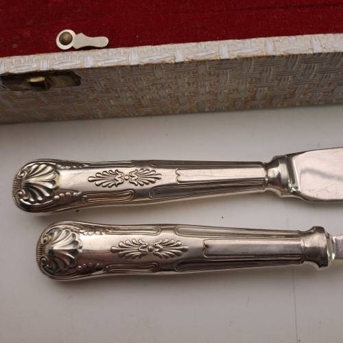 12 Pc Vintage E.P.N.S (Silver Plated) Fish Cutlery set in Box (Box not in Good shape )