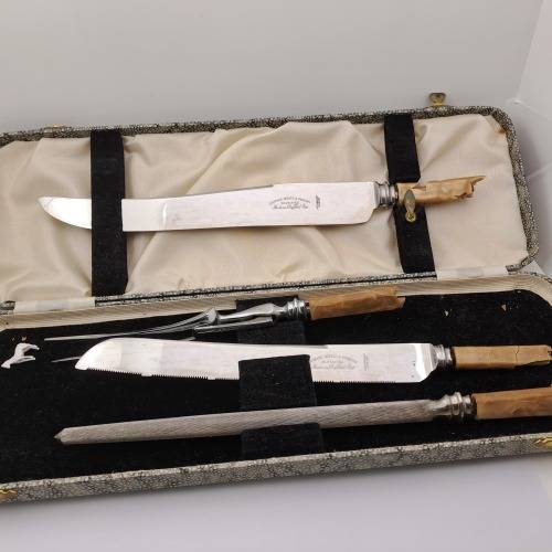 Knife Makers Project !!! Antique Leonard Donald & Stanley Sheffield Carving set handles  detoriated