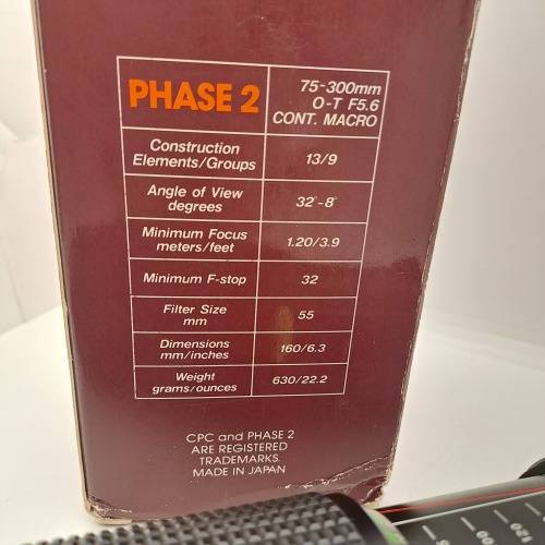 Auto Zoom CPC Phase 2 -75-300mm f5.6 Continuous Mackro Lens  Universal