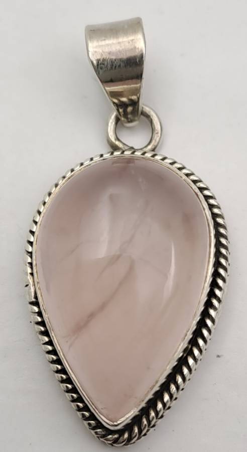 Pre-owned Vintage Sterling 925 Sterling Silver pendant - Could be Rose Quartz Gemstone?