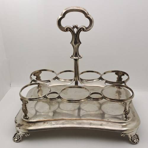 Antique Cruet Set with Hallmarked Sterling Silver Lids -see condition