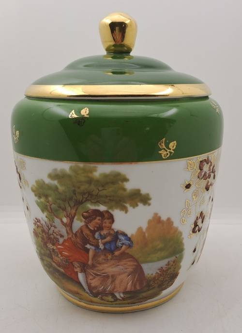 Vintage Limoges Goumot Labesse Porcelain Vase with Lid - France