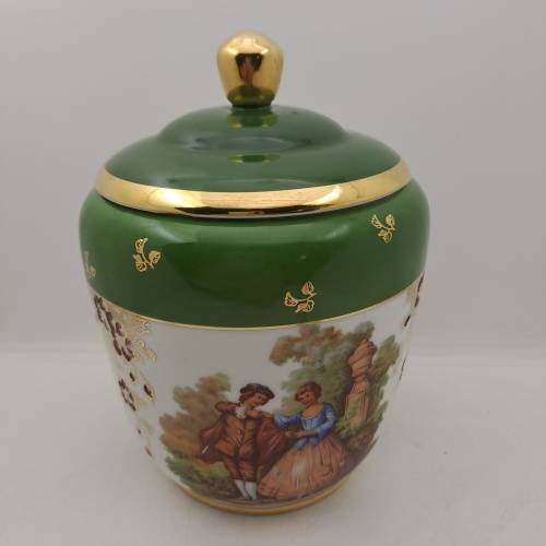Vintage Limoges Goumot Labesse Porcelain Vase with Lid - France