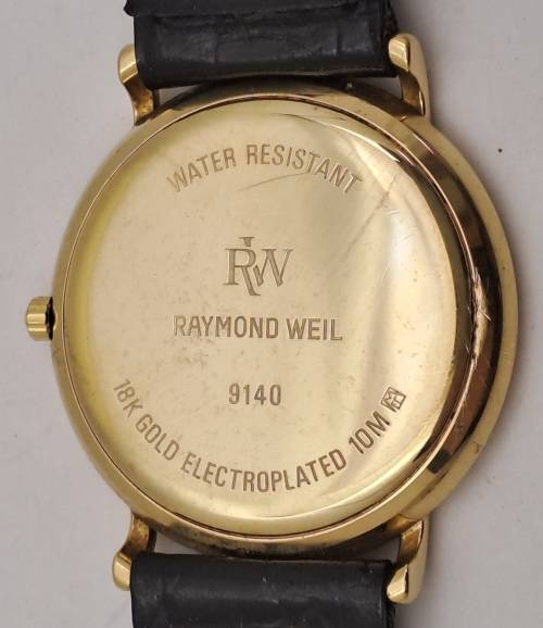 Pre-owned Vintage Mens Raymond Weil 9140 18kt Gold Plated Quartz watch - working
