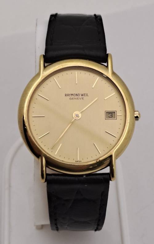 Pre-owned Vintage Mens Raymond Weil 9140 18kt Gold Plated Quartz watch - working