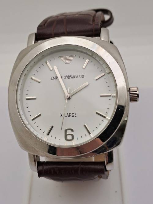 Pre-owned Emperio Armani X-Large Mens Fashion 10ATM Quartz Watch -working