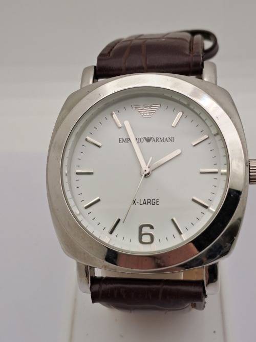 Pre-owned Emperio Armani X-Large Mens Fashion 10ATM Quartz Watch -working