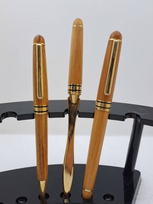 Wood Pen Set- Ballpoint Pen, Fountain Pen with Iridium Point Germany and letter opener in Case