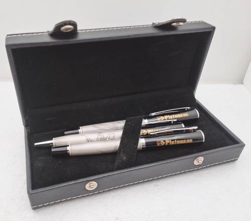 Pen Gift Set- Ballpoint Pen,Rollerball and  Fountain Pen with Iridium Point in Leather Case