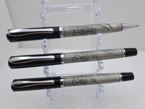 Pen Gift Set- Ballpoint Pen,Rollerball and  Fountain Pen with Iridium Point in Leather Case