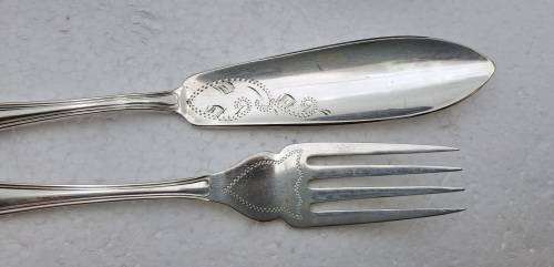 12 Pc Vintage Silver Plated  Fish Cutlery set -Boxed -(one fork different pattern)
