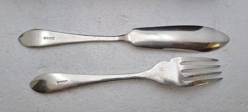 12 Pc Vintage Silver Plated  Fish Cutlery set -Boxed -(one fork different pattern)