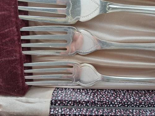12 Pc Vintage Silver Plated  Fish Cutlery set -Boxed -(one fork different pattern)
