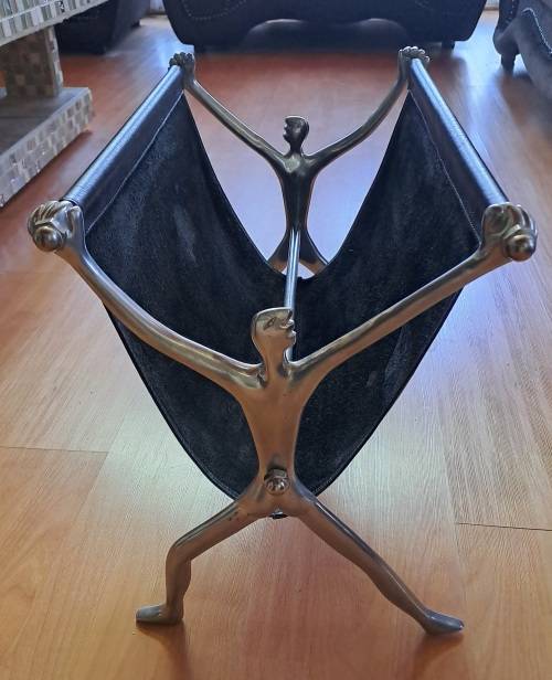 Large Carol Boyes Magazine rack with Black Leather 51cm x 28,5cm x 38cm