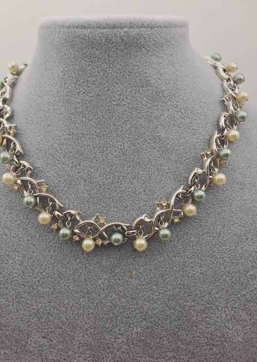 Vintage Trifari  Pearl Necklace with Matching Earrings -Made in Italy