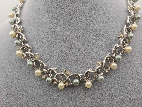 Vintage Trifari  Pearl Necklace with Matching Earrings -Made in Italy