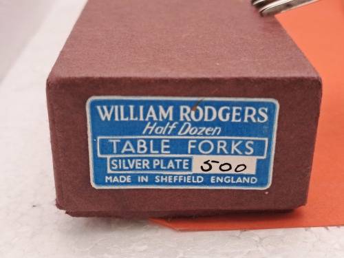6 X Vintage William Rodgers EPNS Electroplated Nickle Silver Forks Made Sheffield in England.Boxed