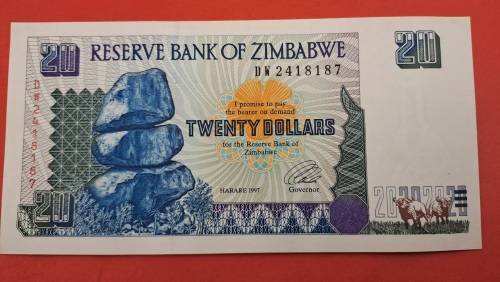 1997 Zimbabwe 20 Dollars Banknote