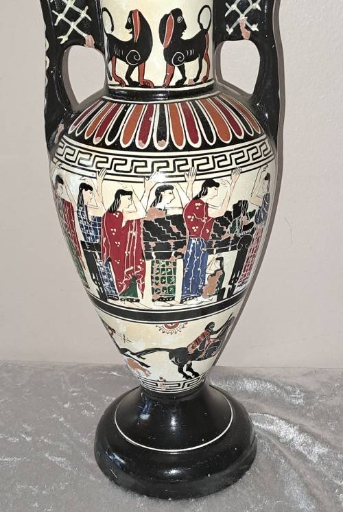 Large Vintage 1960`s Ceramic Vase by artist D. Vassilopoulos Handmade Greece-see desription 36,5cm