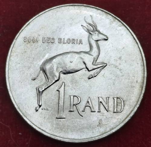 1966  South Africa Silver  1 Rand Afrikaans legend - SUID AFRICA