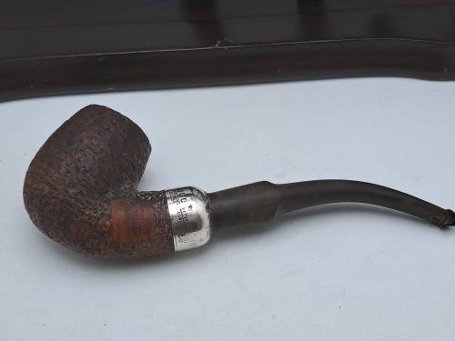 5 Used Vintage smoking Pipes with wooden stand-1 Antique Petersons System Pipe with sterling silver